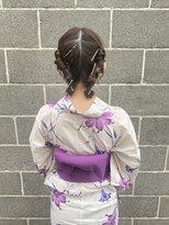 ひつじヘア　ツインヘア　ツインアレンジ　浴衣ヘア