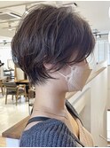 ★前下がりハンサムショートボブパーマ30代40代50代白髪ぼかし