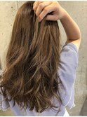 ハイライトヌーディーベージュセミロング20代30代