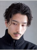 センターパートオールバックニュアンスパーマフェザーパーマ