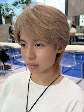 サンクマーケット 渋谷(cinq MARKET) 渋谷メンズブリーチカラーミルクティーベージュセンターパート