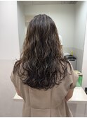 立体感ハイライト×外国人風パーマ/波巻きウェーブ/グレージュ