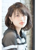 黒髪、ミディアム、ナチュラルウェーブ、清楚系