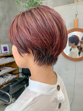テトヘアー(teto hair) ハンサムショート、丸みショート、ピンクベージュ、ブリーチ
