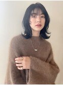 プチウルフ　暗髪透明感カラー　