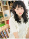 黒髪くすみカラー大人ガーリーくせ毛風ロブc5大宮20代30代40代
