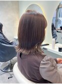 □ 韓国大宮顔周りレイヤーカット結べるボブオリーブグレージュ