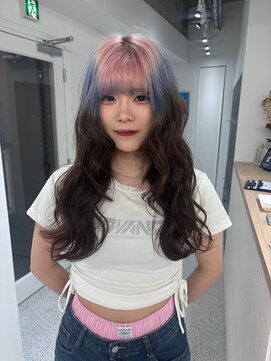 ペレ 渋谷(PELE) デザインカラー/レイヤーカット/ウェットヘア/オリーブベージュ