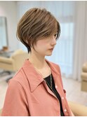 前髪あり耳掛け丸みくびれ大人ショートボブ20代30代40代50代＊