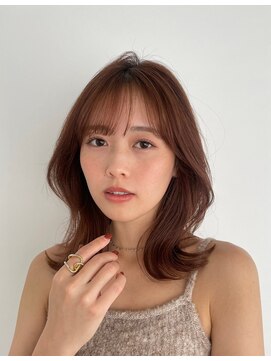 ノク 渋谷(nok) くびれレイヤーミディアムヘア_オリーブベージュレイヤーカット