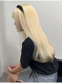 10523ブロンドホワイトアッシュウルフレイヤーロングワンカール