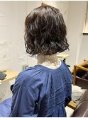 【三ツ井純】黒髪 20代 ボブパーマ 無造作パーマ 大人可愛い
