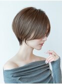 大人可愛い丸みショート/2wayバング/アッシュベージュ