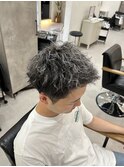 メンズツイストパーマ/シルバーメッシュ
