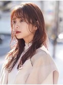 顔まわりレイヤーカットフェミニンロングサイドバング☆髪質改善