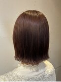 秋の透明感◎切りっぱなしボブピンクブラウン
