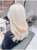 ホワイトブロンド抜きっぱなしブロンドハイトーンカラー