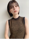 切りっぱなしボブ/ナチュラルブラウン前髪あり/20代/30代/