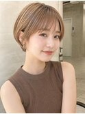 【静岡エリア】シアーベージュ×丸みショートボブ