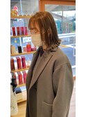 切りっぱなしボブ＊オリーブブラウン