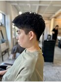 MEN’S HAIR カルマパーマダークアッシュベリーショート