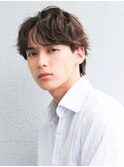 スーツ短髪ツーブロック束感モテる黒髪シークレットパーマ流行