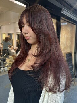 エヌ トーキョー(enu TOKYO) ワインレッド　レイヤーカット　海外スタイル