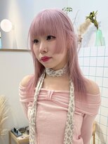 ピンクカラー/ホワイトピンク/ケアブリーチ/姫カット/魚住
