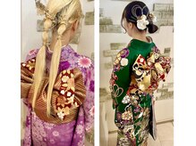 技術高いZipanguの着付け、ヘアアレンジ、フルメイク