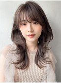 ☆薄めバングチェリーブラウンセミディ外ハネボブ#342f0510