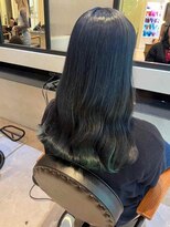 ダブル(W)&nbsp;裾カラー/ダークグリーン/黒髪ロング