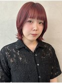 タッセルボブ切りっぱなしボブ暖色カラー