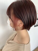 ヘアーメイクスタジオ ライフセカンド(HAIR MAKE STUDIO LIFE 2ND) イヤリングカラー　フェミニティーピンク　ショートボブ