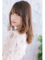 ミック 日暮里店(miq)&nbsp;大人かわいいＡライン斜めバングくせ毛風ゆるふわミディa1