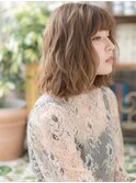 オリーブカラーくせ毛風前下がりボブh2戸田公園20代30代40代