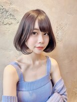 ロンド クラン 岡崎(Lond Clan)&nbsp;韓国顔周り前髪ボブ×大人ガーリーブリーチ無しグレージュ[岡崎]