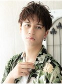 20代30代アースカラー斜めバング爽やかマッシュパーマk札幌月寒