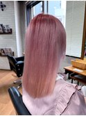 20代30代ソフトウルフ肩ラインダブルカラーピンクカラー