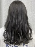 “透明感グレージュ×ナチュラルウェーブミディ