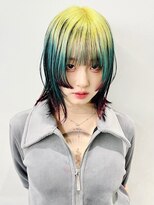 クク 渋谷(QUQU) 姫カット デザインカラー マルチカラー ケアブリーチ