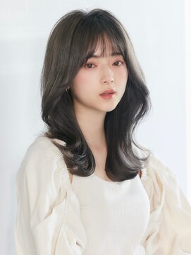 フォンズ(FONS) 小顔に見せるオルチャンヘア くびれセミロング ツヤカラー