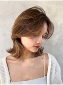 ハイライトデザインカラーくびれヘアセミディシアーカラー