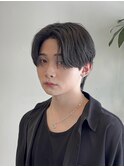 韓国フェザーショートブルーブラック10代20代30代