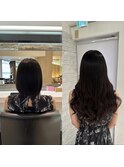 ボブからエクステ80本で自然なロングヘア！