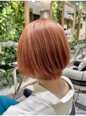 【相模大野カラー】柔らか可愛いオレンジベージュボブ