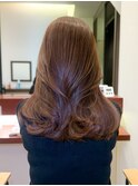 大人可愛い艶髪秋色カラーくすみベージュくびれロングレイヤー