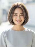 白髪ぼかしハイライトブリーチミルクティーベージュ