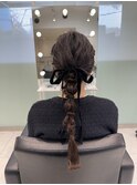 結婚式ヘアセット人気 編みおろしアレンジ