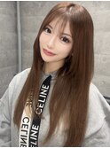 髪質改善ストレートくびレイヤーエモージュアッシュベージュ前髪