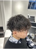メンズパーマツイスパ波巻きスパイラルマッシュセンターパート